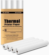 4 Rolls 8.5"x11" Thermal Paper for Portable Printers BPA Free Inkless White