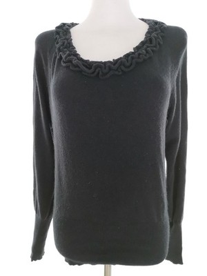 VIA APPIA Damen Pullover Gr. 40 Schwarz Baumwolle Leichter Strick Langer Ärmel