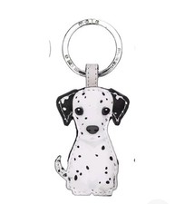 Best Friends Sitting Dalmatian Puppy Dog Leather Keyring Bag Charm Mala Leather 