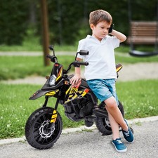12V Aprilia Licenced Kids Motorcycle with Training Wheels, Yellow