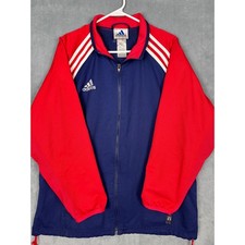 Adidas Climalite Vintage Track Jacket Navy Red Full Zip Mens Large