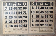 1930s Lg heavy Double BINGO Card Vtg Joker Center USA 12 Ways to Win