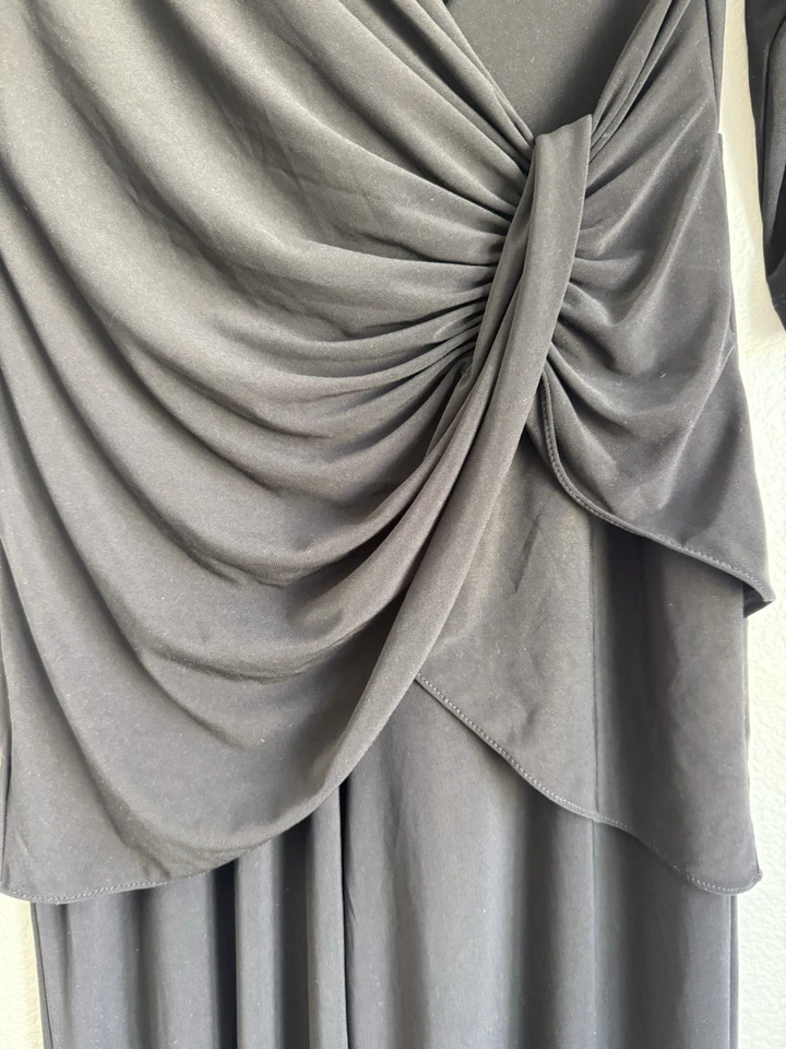 Adrianna Papell Women's Surplice-Wrap Zip Jumpsuit Black Wide Leg Preppy Sz: 4/S - Image 3 of 4