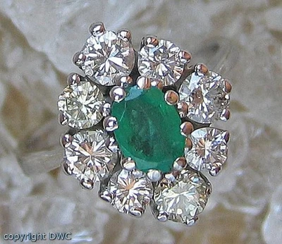 Ring mit Smaragd Smaragde Brillant Diamanten in 14 Kt. 585 er Gold 52  - Bild 1 von 4