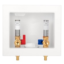 1 PC Washing Machine Outlet Box, PEX Crimp, Hammer Arrestors, 2 Drain, 1/2