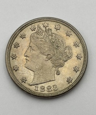 1883 Liberty V Nickel without Cents Beautiful Luster Neat Die Cracks