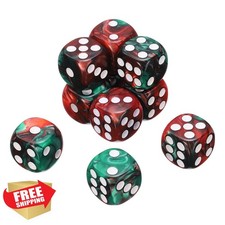 uxcell 10x 16mm D6 Dice Set Pearl Red/Green White Point