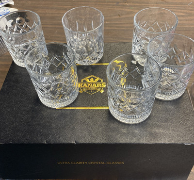 KANARS Crystal Whiskey Glasses Set of 6 - 10oz Rocks Glass Scotch Bourbon w/ Box