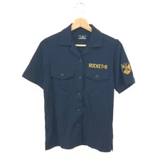 HYSTERIC GLAMOUR His Girl Open Collar Short Sleeve Shirt Navy New