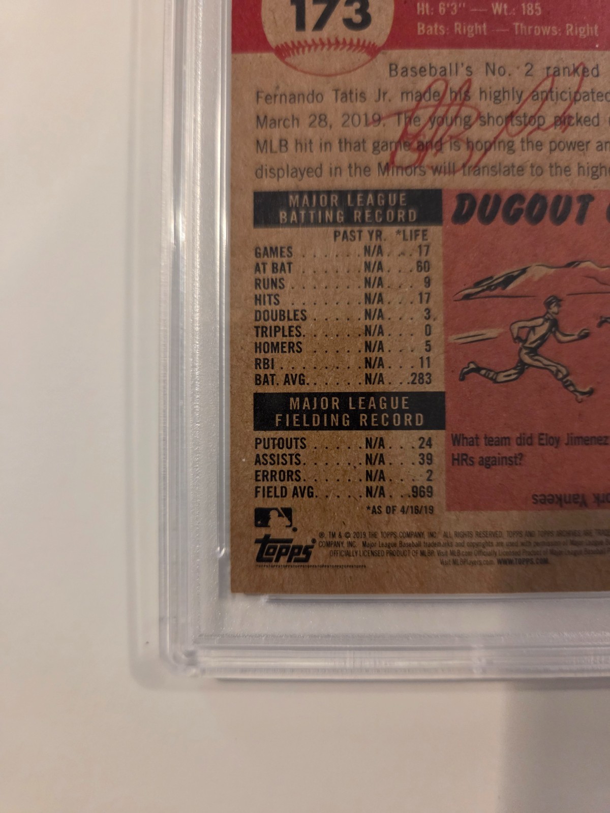 2019 Topps Living Baseball Fernando Tatis Jr RC #173 PSA 9 view 7