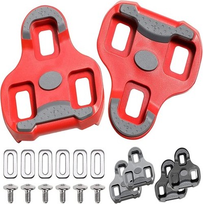 TacoBey Grip Fahrrad-Cleats Kompatibel mit Look KEO-Pedalen, Grau 4.5°/Rot 