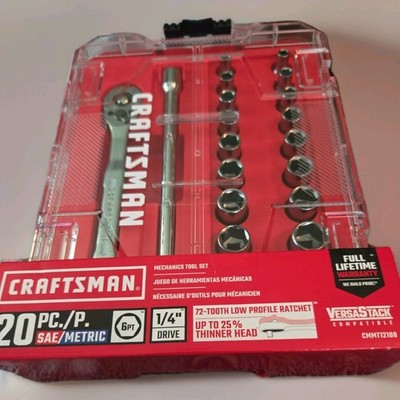 Craftsman 20pc 1/4'' Drive Socket Set SAE & Metric CMMT12108 W/ Case