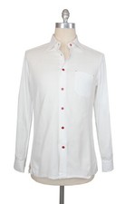  800 Kiton White Solid Cotton Blend Shirt - Slim - KT912261 