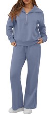 Womens Sweatsuits 2 Piece Set Track Suits For Women Set Haze Blue-XS