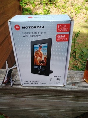 Motorola Digital Photo Frame 6'' LCD Screen w/ Slideshow Clock MF601 Slim Design