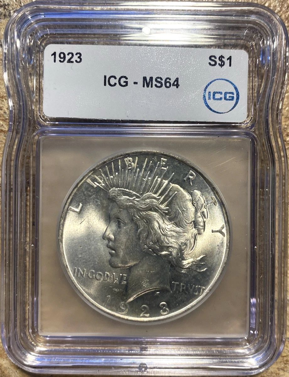 MS 64 Graded 1923 Year ICG Certified Peace Dollars (1921-1935) for