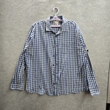 Carbon2cobalt Men Button Up Shirt XL Blue Check Long Sleeve