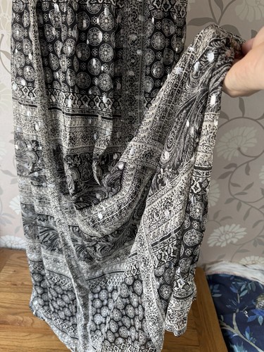 Monsoon 16 long evening Dress fine Silk grey black metallic silver spot NEW+TAGS - Picture 7 of 24