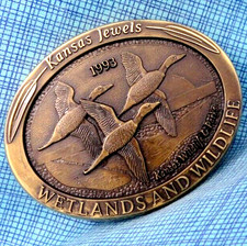 Kansas Wildlife Parks Pintail Ducks Belt Buckle 1993 11 of 1000 Vtg .MMR738