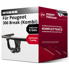 Für 306 Break Typ 7E/N3/N5 (Auto Hak) Anhängerkupplung starr + E-Satz 7pol neu