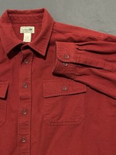 LL Bean Shirt Mens XL-Regular Red Chamois Heavyweight Cotton Flannel Button Up