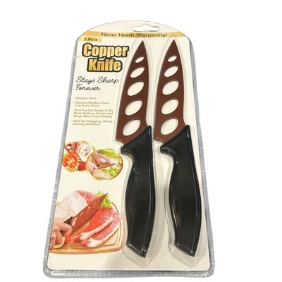 Copper Knife 2 pack, Stainless Steel Copper Coating Stays Sharp Forever