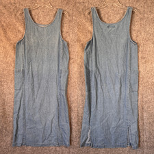 Vintage 90s Jumper Denim Dress Womens Size 10 Long Modest Cargo Grunge