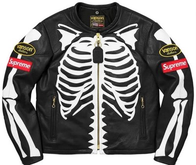 Supreme Vanson Leathers Skeleton Jacket | Black Leather Biker Moto