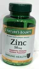 Nature's Bounty Zinc 50mg Immune Health Support 250 Tablets, New