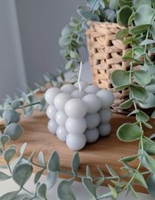 Bubble Kerze Handgemacht Selfmade Handmade Hellgrau Geschenk Idee