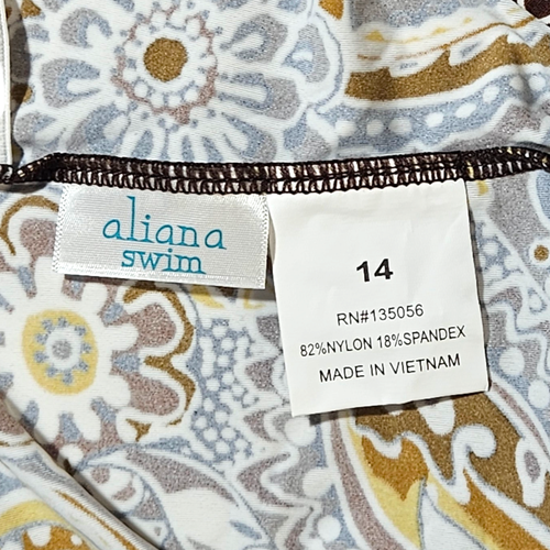 NWT Aliana Swim Tank Style Paisley Floral One Piece Swimsuit Sz. 14 - Picture 3 of 7