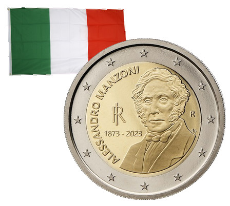 2 Euros commémorative Italie Alessandro Manzoni 2023