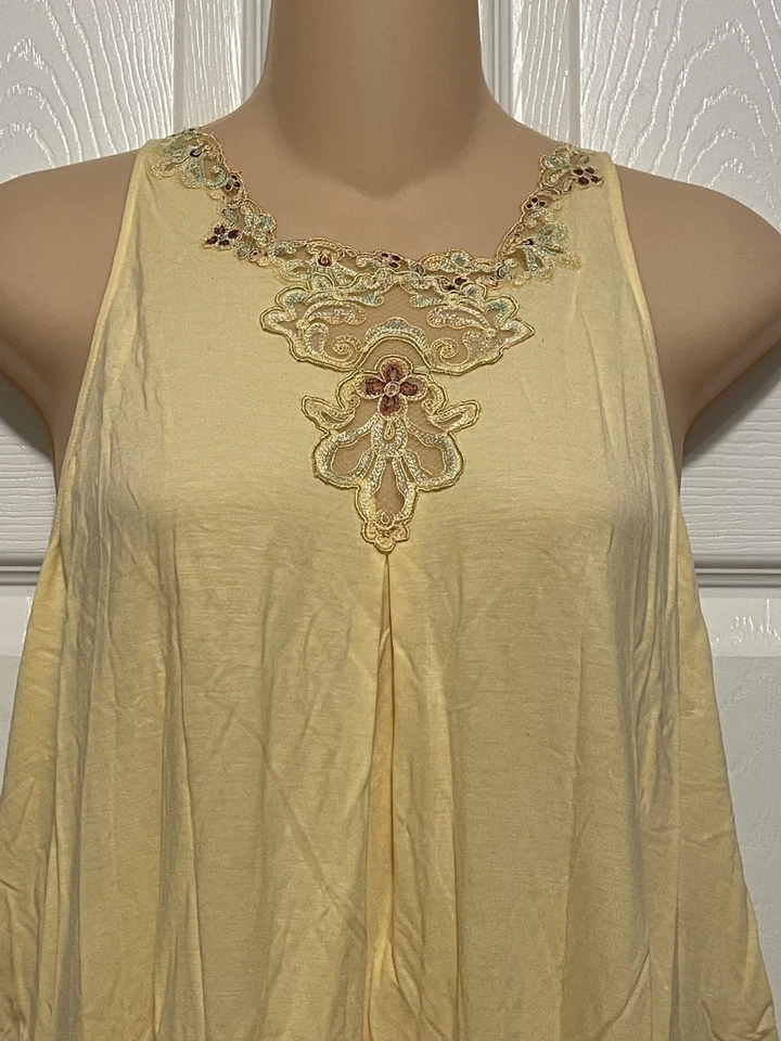 Vestido Corto Amarillo La Perla Villa Toscana Paisley M Rayón Seda Chemise Foto 2 de 3