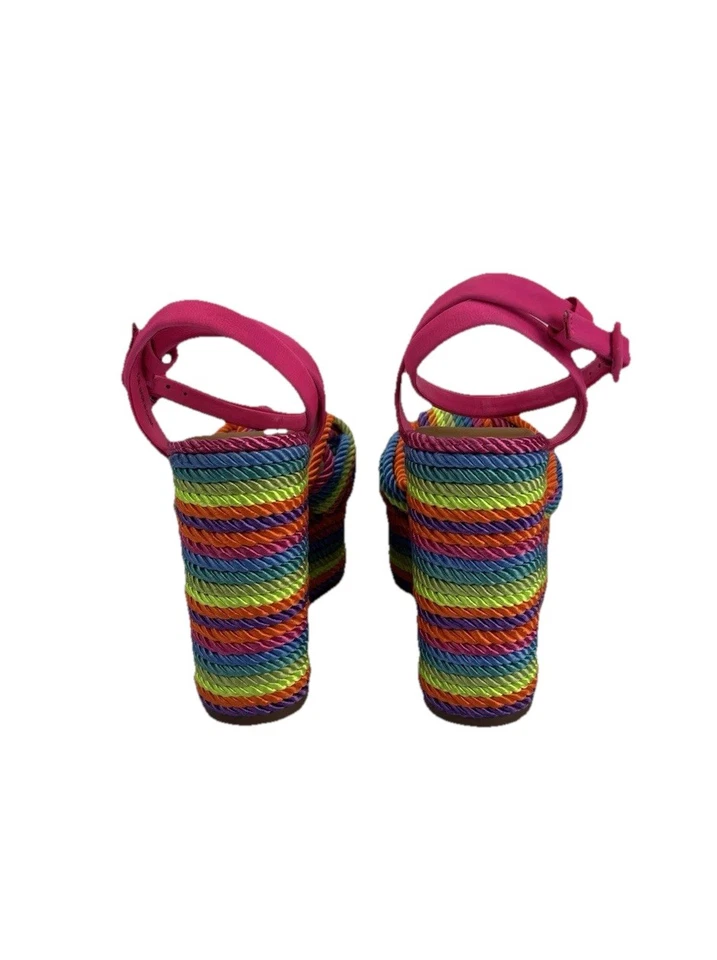 Cuñas de plataforma Gianni Bini coloridas rayas arco iris para mujer talla 8,5 M ¡Excelente! Foto 4 de 4