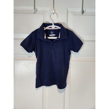 Girl's sz XS 4 5 Navy Blue Short Sleeved Polo Shirt Wonder Nation School Uniform