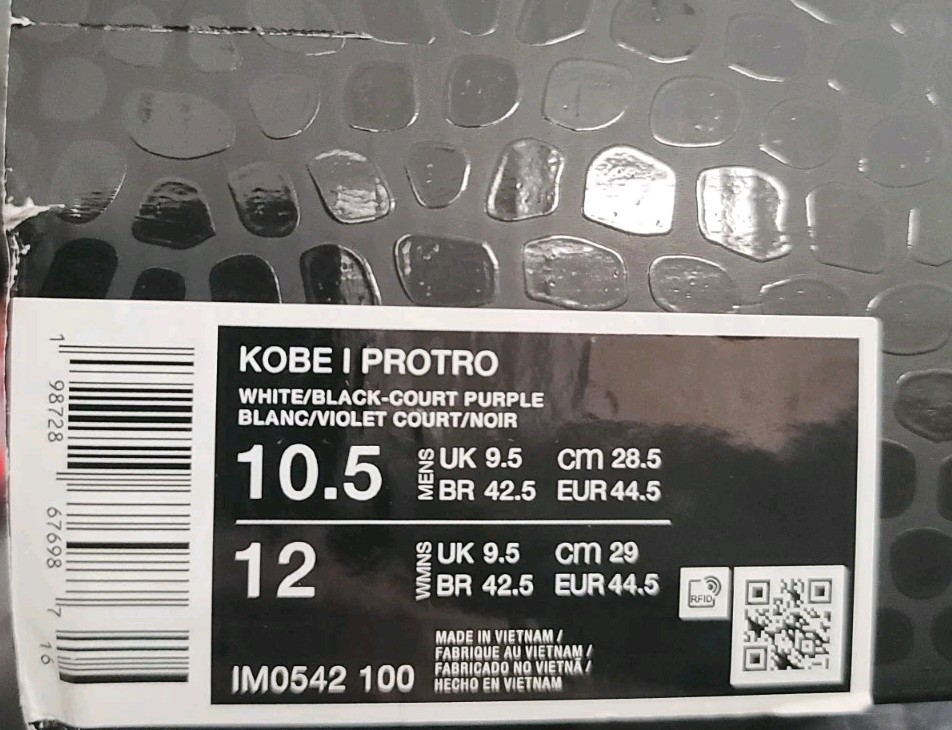Men's Size 10.5 Nike Kobe 1 Protro 81 Pt Game 2026 IM0542-100