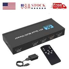 Multi-Viewer 4K HDMI 4x1 1080P Seamless Quad Screen Real Time Remote Splitter US