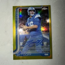 2025 Topps Chrome Football Jared Goff Gold Autograph /275 Detroit Lions