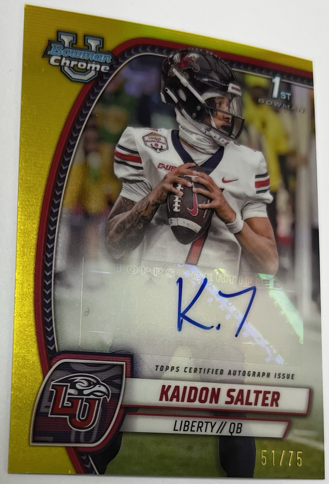 2024 1st Bowman Chrome U Kaidon Salter Yellow Refractor Auto /75 Liberty