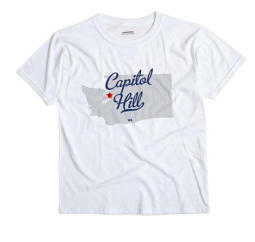 Capitol Hill Washington WA T-Shirt Seattle MAP - Picture 2 of 6
