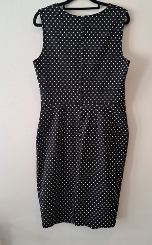 Hell Bunny Womens Black & White Spot Open Neck Sleeveless Rockabilly Dress Large - Picture 10 of 19