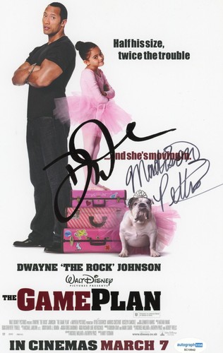 Dwayne Johnson & Madison Pettis AUTOGRAPH - “Game Plan” - Signed 12x8 Photo ACOA