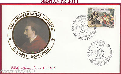 ITALY FDC ROME LUXOR 382 S. SAN CARLO BORROMEO 1988 MILAN Z498