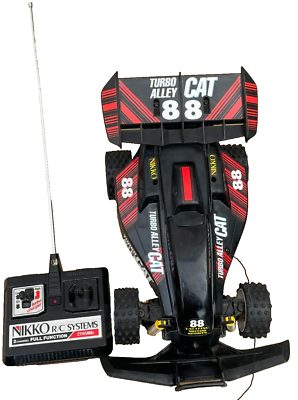 Vintage 80s Nikko Black Turbo Alley CAT 88 RC Car, for Parts or