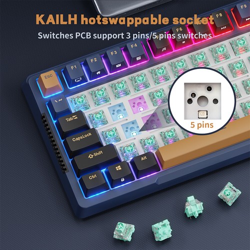 ROYAL KLUDGE H81 RGB Mechanical Gaming Keyboard Gasket Mount Hot Swappable 1Pcs - Picture 38 of 49
