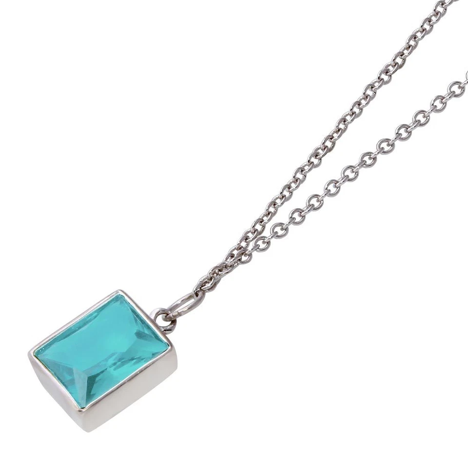  COLLAR COLLAR PLATA ESTERLINA 925 CON TOPACIO DE LABORATORIO AZUL CLARO CAÍDO Foto 2 de 2