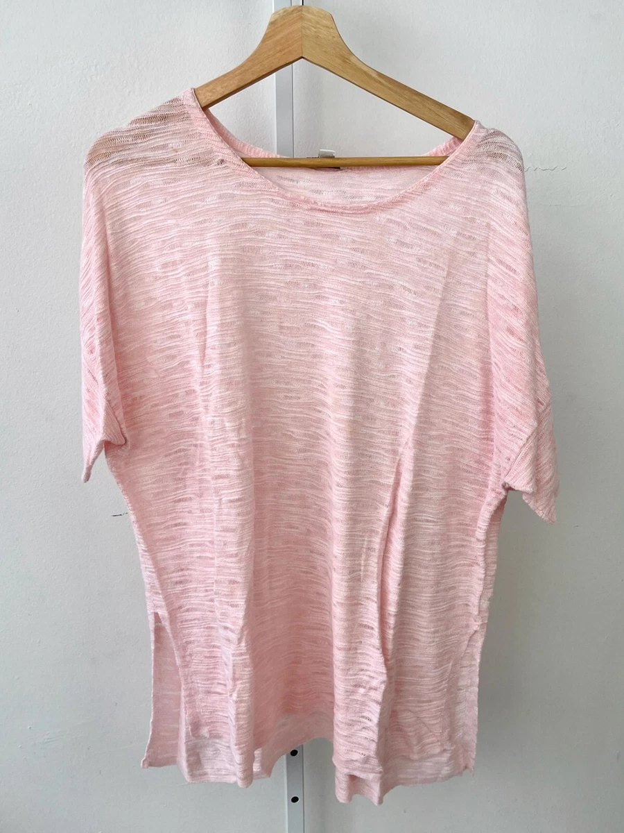 J. JILL Pure Jill Lightweight Tunic Sweater Short Sleeve Cotton Viscose  Pink XL