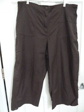  CHICO'S Sz 3 16 XL Wide Leg Cropped Pants Elastic Waist Back Brown 