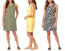 Briggs Ladies' Ruffle V-Neck Linen Blend Dress XS & Small NEW