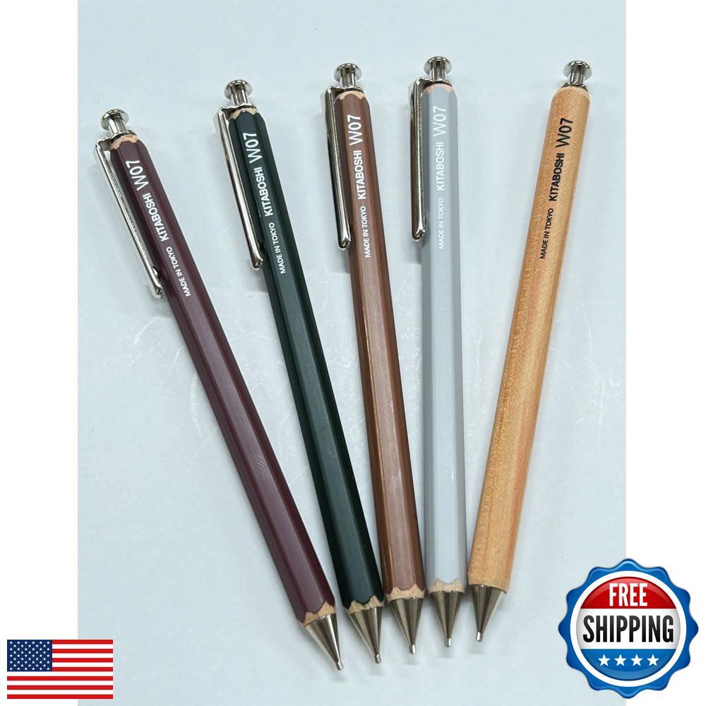 北星鉛筆 Kitaboshi 0.7mm Mechanical Pencil, Wooden Barrel, #0 2B, Black Lead, Lig